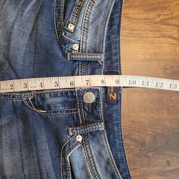 Seven7 Jean Shorts Size 4 Low Rise Thick Stitch Medium Light Wash Stretch - Picture 7 of 10